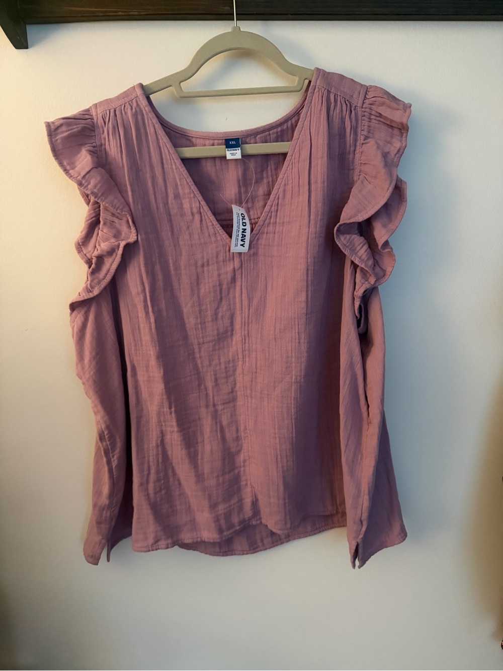 Old Navy Dusty Mauve Ruffle Sleeve V-Neck Blouse